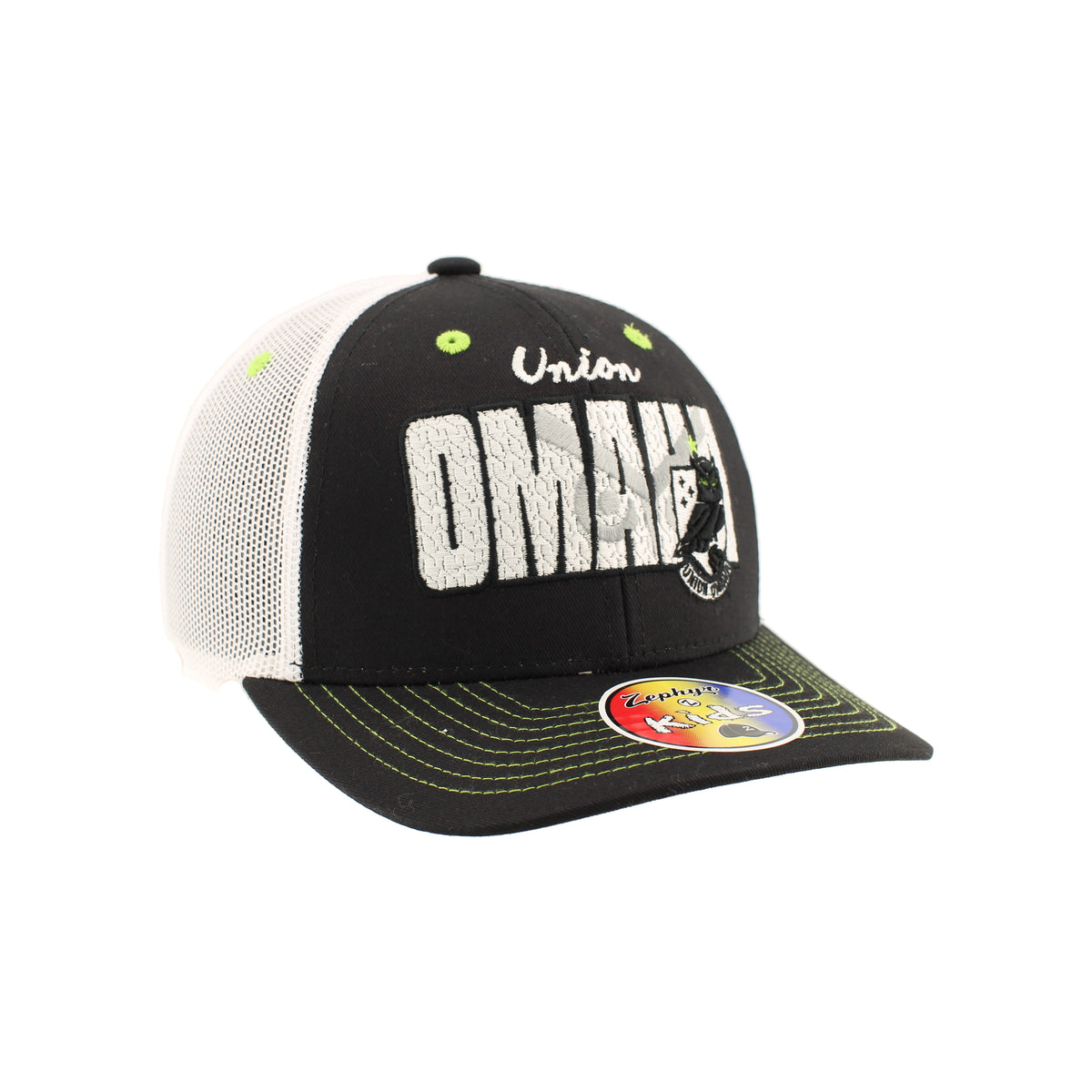 Union Omaha Youth Zephyr Black Retain Dakota Adjustable Cap