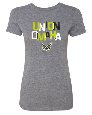 Union Omaha Women's 108 Stitches Grey Stacked Tee