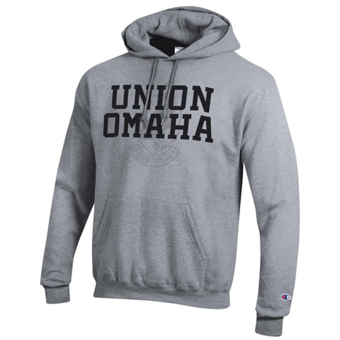 Union Omaha Men's Champion Stitched Powerblend Grey Hoodie