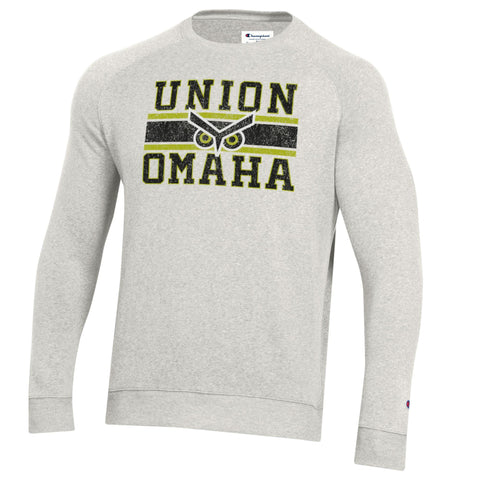 Union Omaha Champion Men's Triumph Fleece Pebblestone Raglan Crewneck Sweatshirt
