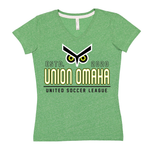 Union Omaha Women's BR Green Melange Rounded V-Neck Tee