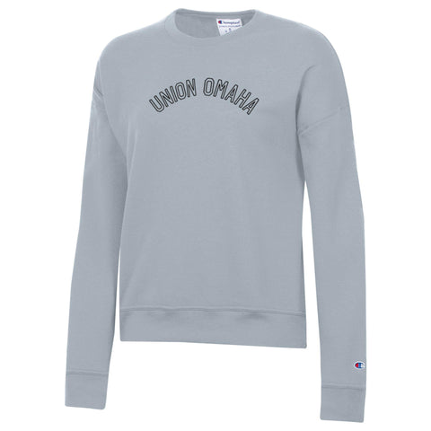 Union Omaha Women's Champion Stitched Powerblend Grey Crewneck Sweatshirt
