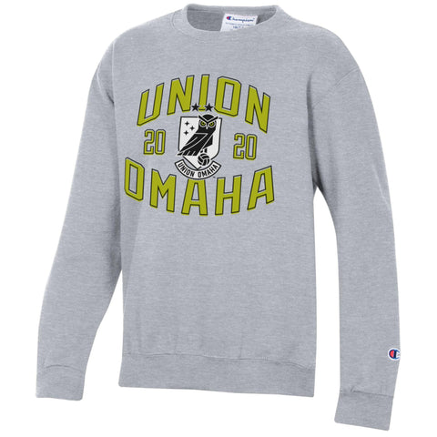 Union Omaha Champion Youth PowerBlend Grey Crewneck Sweatshirt