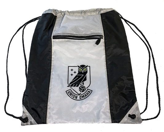 Black/White Crest Drawstring Bag