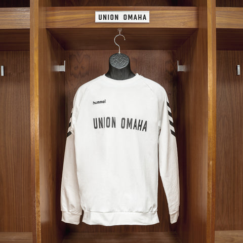 Union Omaha Men's Hummel White Wordmark Cotton Crew Sweatshirt